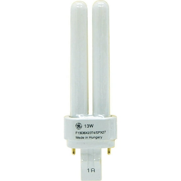 GE 97589 (12-Pack) F13DBX23/841/ECO 13-Watt Quad Tube Compact Fluorescent Light Bulb, 4100K, 810 Lumens, T4 shape, GX23-2 Bi-Pin Base