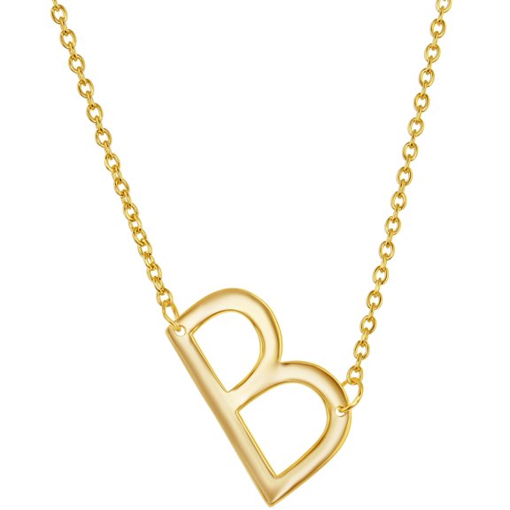 iJewelry2 Gold-plated Sterling Silver Sideways Letter B Initial Pendant Chain Necklace 18''