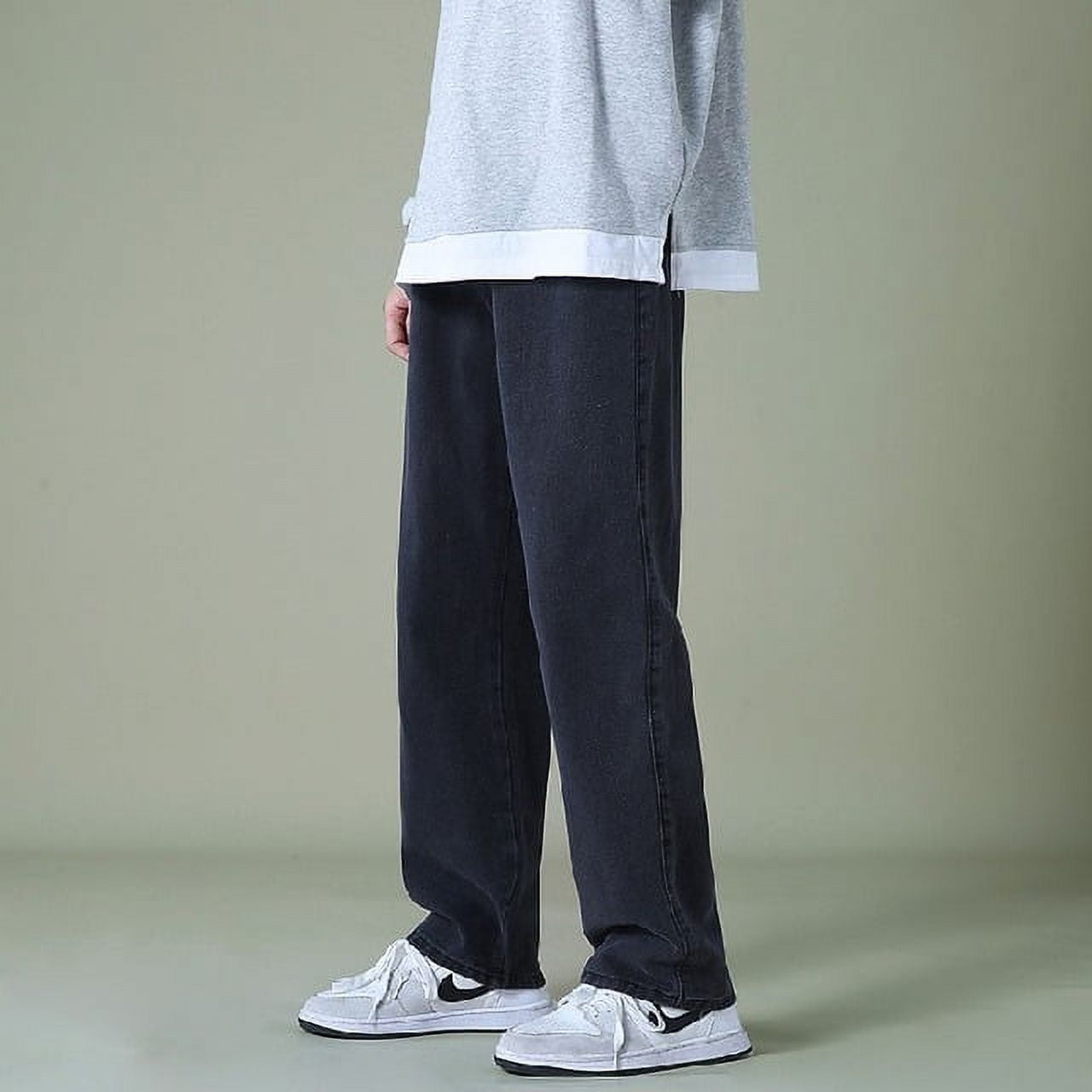 2023 Nouveau Jean Noir Mode Hommes Pantalon Large Jambe Baggy Homme Pantalon Denim Classique Cargo Poche Jeans Bleu Pantalon Decontracte