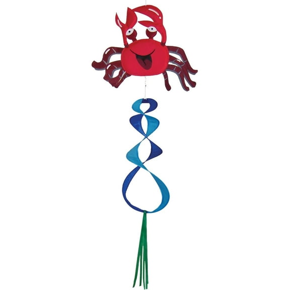 In the Breeze 4268 — Crab Double Twister — Fun Outdoor Sea Life, Nautical Hanging Wind Spinner