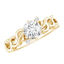 Rosec Jewels Certified 1 Carat Lab Created Diamond Engagement Ring, EF-VS Grade - Ideal For Gift, 18K Yellow Gold, US 11.50