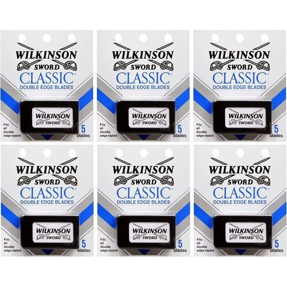 Schick Wilkinson Sword Double Edge Single Razor Cartridge, 5 Blades (6 Pack)