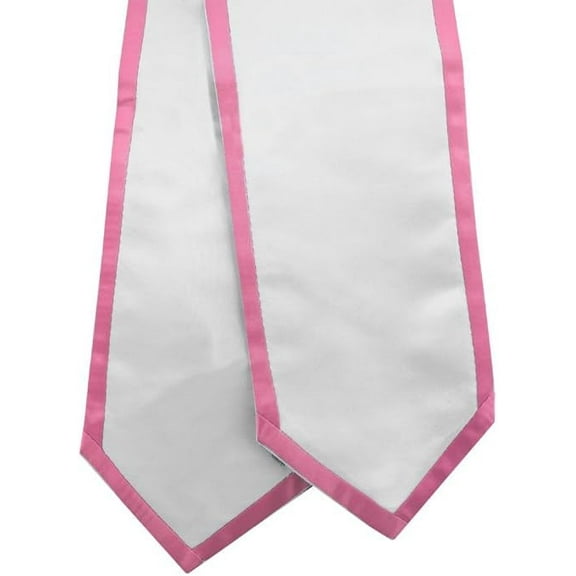 Honors Graduation Academic Stoles/Sashes with Classic End and Trim (White w/Pink Trim) - Ages 6-40