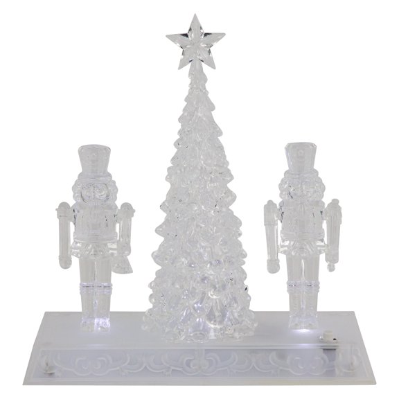 Northlight LED Lighted Icy Crystal Nutcracker and Christmas Tree Decoration - 9" - White Lights
