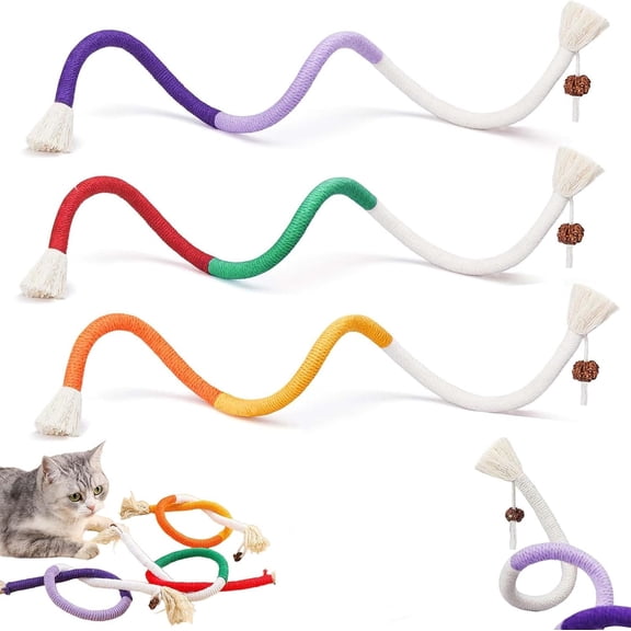 Catnip Chew Rope Toy – Natural, Safe Tooth Cleaner for Indoor Cats, 27.5in Cat Chew Ropes for Teeth, Interactive Kitten Nip Toys & All Breeds (3PCS)