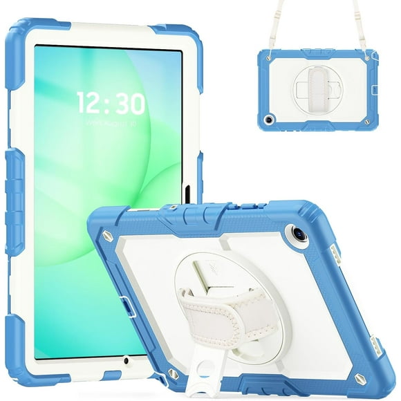 Funda para Samsung Galaxy Tab A11 Plus de 11 pulgadas (2025) y A9 Plus de 11 pulgadas (2023), resistente, a prueba de golpes, con soporte giratorio de 360° y correa de mano/bandolera.