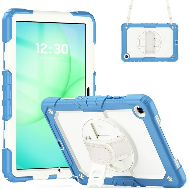 Funda para Samsung Galaxy Tab A11 Plus de 11 pulgadas (2025) y A9 Plus de 11 pulgadas (2023), resistente, a prueba de golpes, con soporte giratorio de 360° y correa de mano/bandolera.