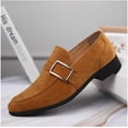thumbnail image 2 of Hebilla de cinturón para hombre, zapatos de gamuza de moda, zapatos de cuero puntiagudos para jóvenes, transpirables y de moda, 2 of 6