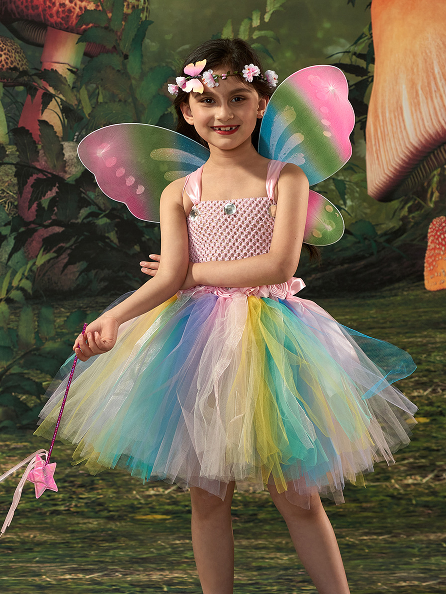 Inevnen Fairy Princess Dress for Girls Butterfly Wings Dress Up Cosplay ...