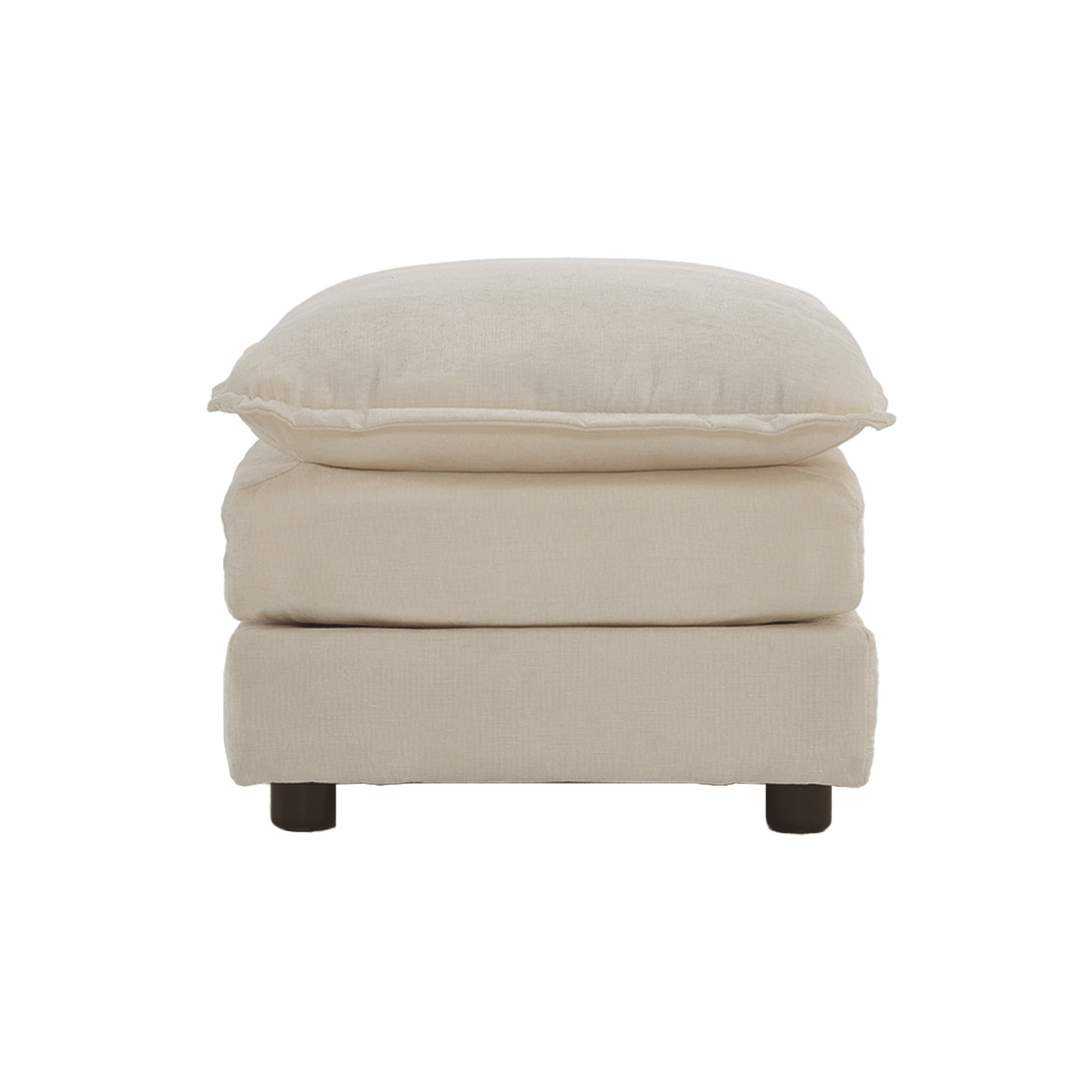 Chenille Fabric Ottomans Footrest (Beige)