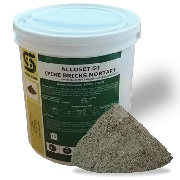 Simond Store 10 Lbs. Tub 2732°F Rated, Refractory Furnace Cement & Fireplace Mortar, 50% Alumina Dry Mix with Water (Fire Clay) for Furnace, Kiln, Forge, Fireplace, Fire Pit, Stove, Pizza Oven