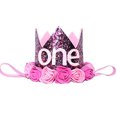 thumbnail image 1 of Glitter Baby Girls 1st 2 3 Birthday Floral Crown Flower Princess Tiara Cake Smash Photo Pr Maticr Maticr, 1 of 2