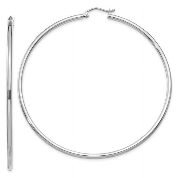Primal Gold 10 Karat White Gold Polished 2mm Lightweight Tube Hoop Earrings