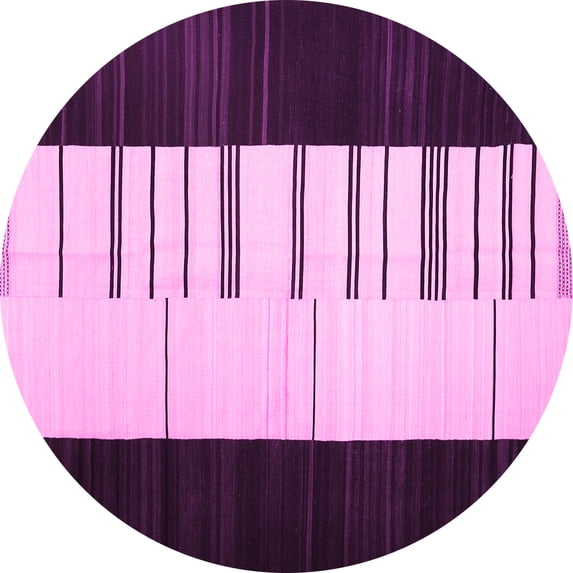 Ahgly Company Indoor Round Abstract Pink Contemporary Area Rugs, 4' Round