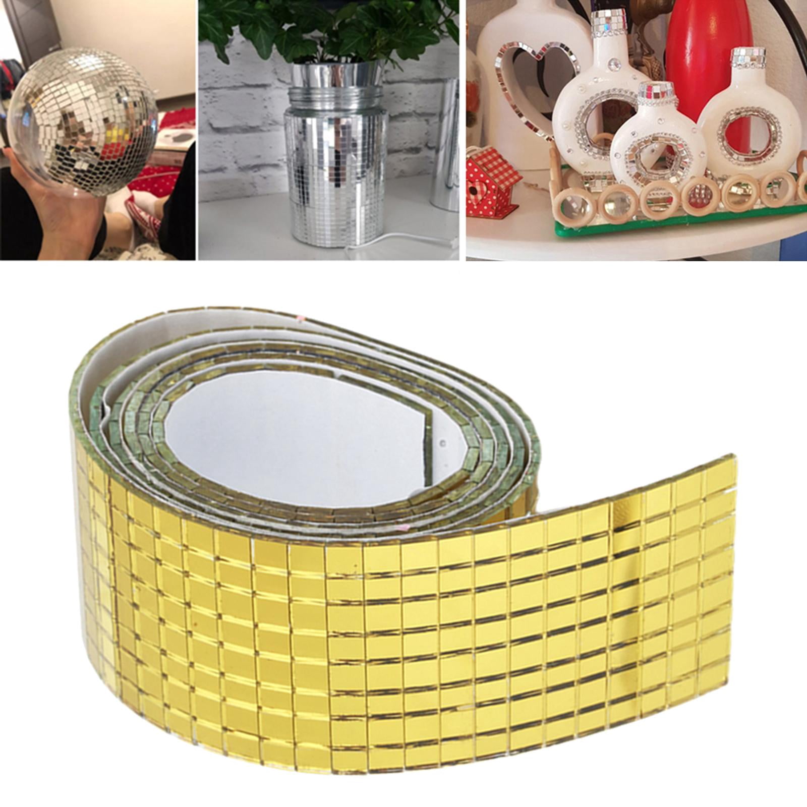 Milageto 3x 1464 Pieces Self- Mosaic Tiles Square Glass, Decorative Craft DIY Accessory Mosaic Mirrors Tiles, Mirrors Mosaic Stickers Decals (5 X 5 Mm)