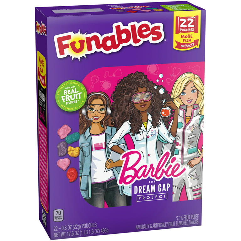 Funables Barbie Fruit Flavored Fruit Snacks, 17.6 oz, 22 Count 
