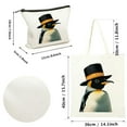 thumbnail image 3 of JEUXUS 2 Pcs Canvas Tote Bags Cute Aesthetic Tote Bags with Zipper Shoulder Bag Easily Distracted Cute Penguin Lovers White, 3 of 7