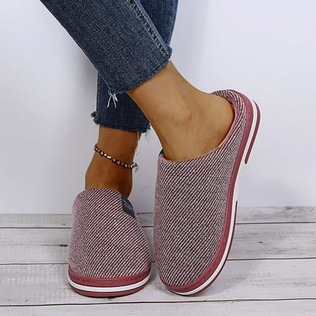 

Aayomet Slippers For Women Slip On Slippers Retro Cozy Comfy Plush Warm Slip-on Slippers Winter Soft Fuzzy Indoor House Shoes with Memory Foam for Men Women Watermelon Red 39