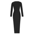 thumbnail image 5 of Lovskoo Sweater Dress for Women Trendy Cotton Stripe Lapel Loose Irregular Cardigan Dress Black, 5 of 6