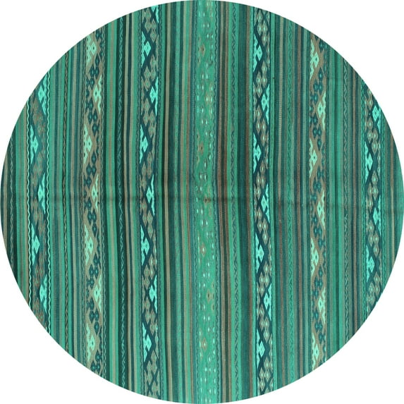 Ahgly Company Indoor Round Southwestern Turquoise Blue Country Area Rugs, 5' Round