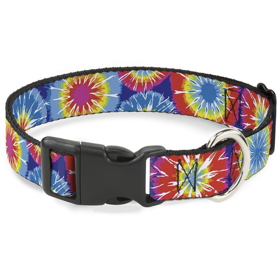 Buckle-Down Pet Collar, Dog Collar Plastic Buckle, 70s Tie Dye, 7 to 8.5 Inches 0.5 Inch Wide