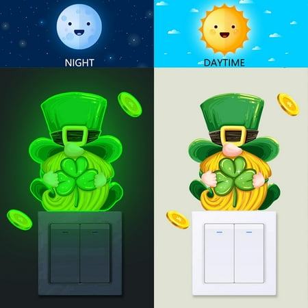 

4PCS Cartoon Doll Shamrock Night Light PVC Wall Stickers Nightlights Auto Dusk-to-Dawn Sensor Lamp for Bedroom Bathroom Kitchen Hallway Stairs
