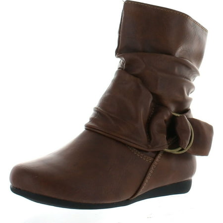 

LINK SELENA-68K Children Girl s Comfort Ring Deco Flat High Top Ankle Booties Tan 12