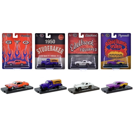 "Auto-Drivers" Set of 4 pieces in Blister Packs Release 123 Limited Edition to 9600 pcs 1/64 Die Cast Model Cars by M2 Machines