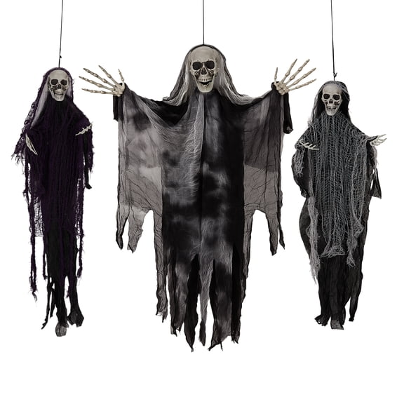 Ktaxon 4ft Hanging Ghost Animated Halloween Decoration 3pcs Creepy Skeleton Set