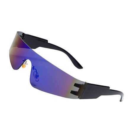 Sports Sunglasses 400 Eyewear Sun Glasses Punk Shock Rimless Goggles for Party Biking Driving Unisex Adult blue plated