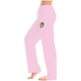 thumbnail image 4 of Xunlbb Women Wide Leg Pants, Ladies' Easter Printed Double Pocket Drawstring Pants ,Pink M, 4 of 5