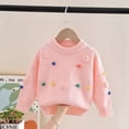 thumbnail image 3 of GYRATEDREAM Girls Striped Sweaters Gradient Long Sleeve Cable Knit Sweater Cute Print Top Chunky Pullover Jumper Fall Winter for 5-6Y Pink, 3 of 6
