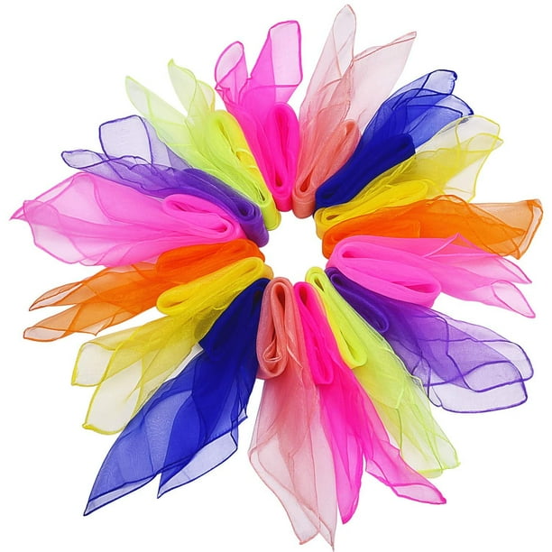 Livder 16 Pieces Dance Scarves Square Juggling Silk Magic Performance