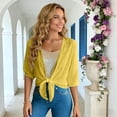 thumbnail image 5 of FNFYFH Womens Half Sleeve Shrug Sheer Mesh Bolero Tie Front Cropped Cardigan, 5 of 10