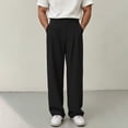 thumbnail image 2 of Men's Old Money Dress Pants Pleated Wide Leg Golf Trousers High Waisted Loose Fit Slacks Button Closure with Pockets for Business Office Fall, Black, XXXL, 2 of 8