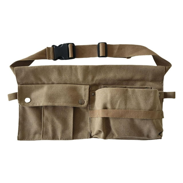 Bolsa de herramientas de cintura para cinturón, bolsa de herramientas portátil de gran capacidad y longitud ajustable. Caqui