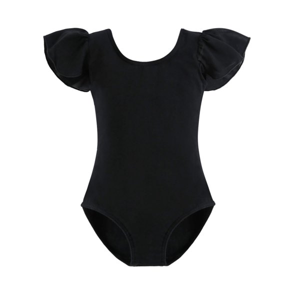 Leotardo de ballet Stelle Girls 6-7 años negro con mangas de volantes