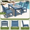 thumbnail image 4 of SERWALL 5-Piece HDPE Outdoor Dining Table Set, All-Weather 67-Inch Patio Table and 4 Armless Chairs for Deck, Lawn or Garden, Blue, 4 of 7