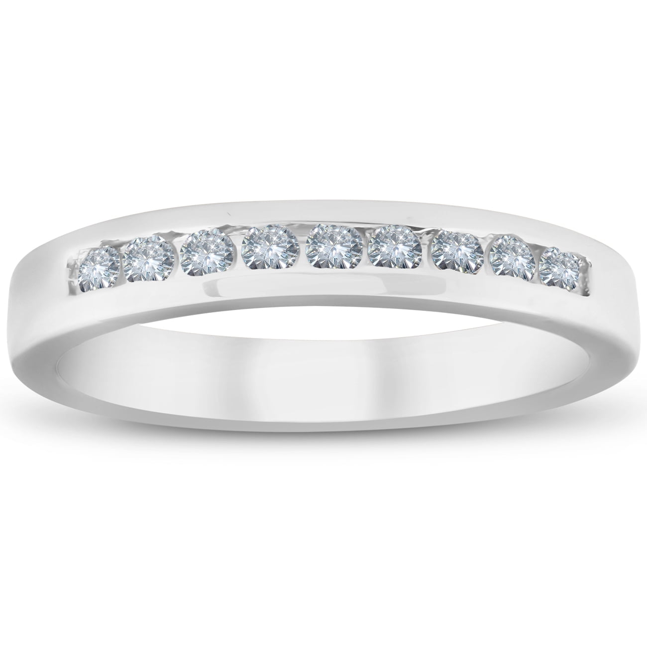 1/4ct Diamond Wedding 14k White Gold Stackable Channel Set Ring High ...