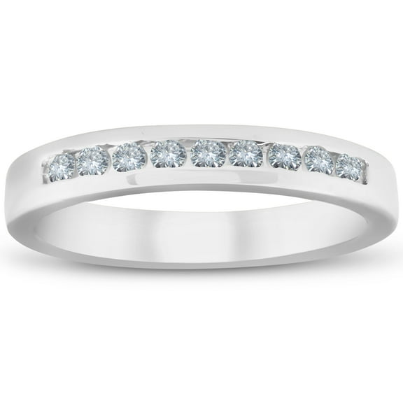 Pompeii 1/4ct Diamond Wedding 14k White Gold Stackable Channel Set Ring High Polished