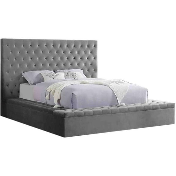 Bowery Hill Platform California King Bed with Storage in Gray