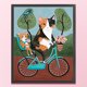 thumbnail image 1 of Cuadros Decorativos Hilo de bordar Full Eco-cotton 11CT Impreso Gato monta en bicicleta Punto de cruz Wdftyju embutido en tela, 1 of 9