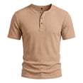 thumbnail image 2 of Henley Shirts for Men 3-Button Summer Plain Crew Neck Short Sleeve Mens T-Shirts Casual Tops, 2 of 8
