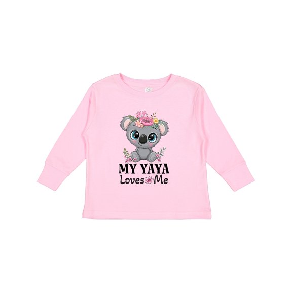 Inktastic Yaya Loves Me Grandchild Koala Girls Long Sleeve Toddler T-Shirt