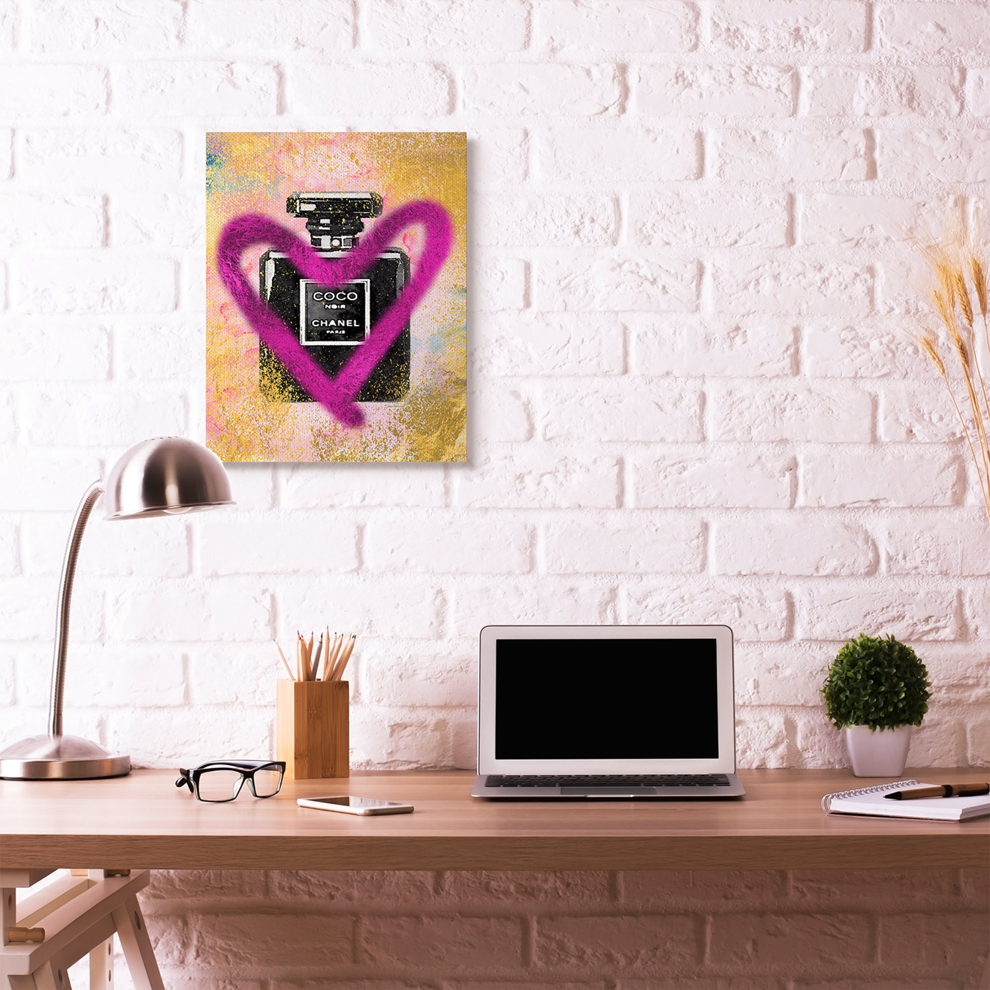 Stupell Industries Fashion Designer Perfume Pink Gold Textured Paint Canvas Wall Art by Amanda Greenwood