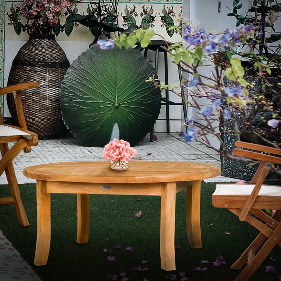 Teak Wood Italy Round Outdoor Patio Coffee Table, A-Grade Teak Wood, 39 inch