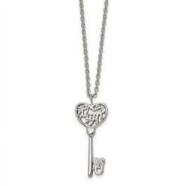 Stainless Steel Mom Lock N' Key Chain Slide Pendant Necklace Stainless Steel Mom Lock N' Key Chain Slide Pendant Necklace