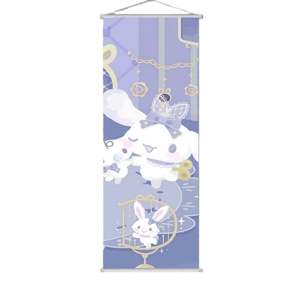 Anime Cinnamoroll Wall Scroll, Posters Collection, Decorative Art Print with Hanging Accessories, 29.5" L x 9.8" W