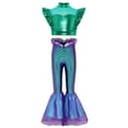 thumbnail image 5 of Aislor Girls Mermaid Two Piece Outfit Iridescent Cap Sleeve Crop Top with Flared Fishtail Bottoms Green Purple B 8, 5 of 6