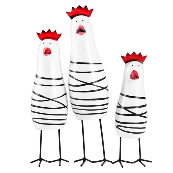 Amosfun 3 Piezas Figuras de Pollo de Madera Fiesta del día de Pascua Decoración de Mesa y alféizar de Ventana Figuras de Gallo de 7 a 8,66 Pulgadas